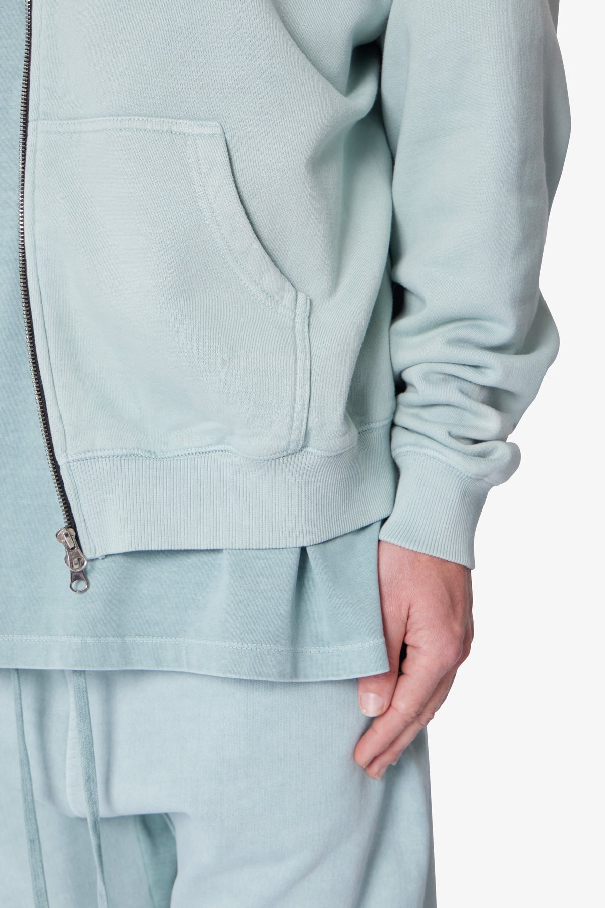 Faded Basic Zip Up Hoodie - Slate