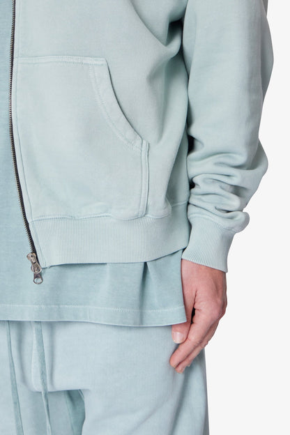Faded Basic Zip Up Hoodie - Slate