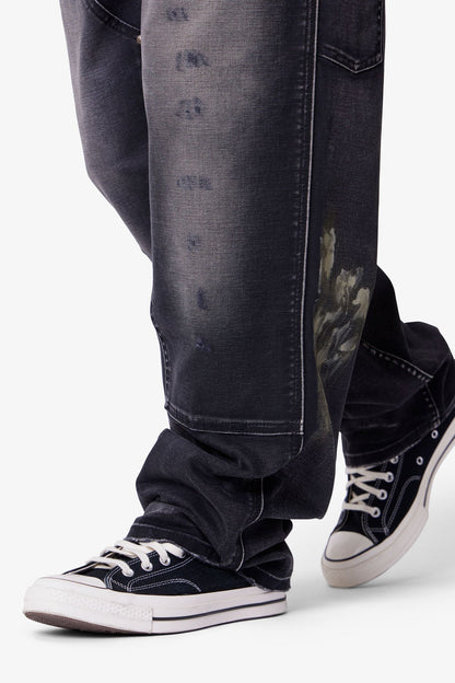 Faded Distressed Carpenter Pants - Black