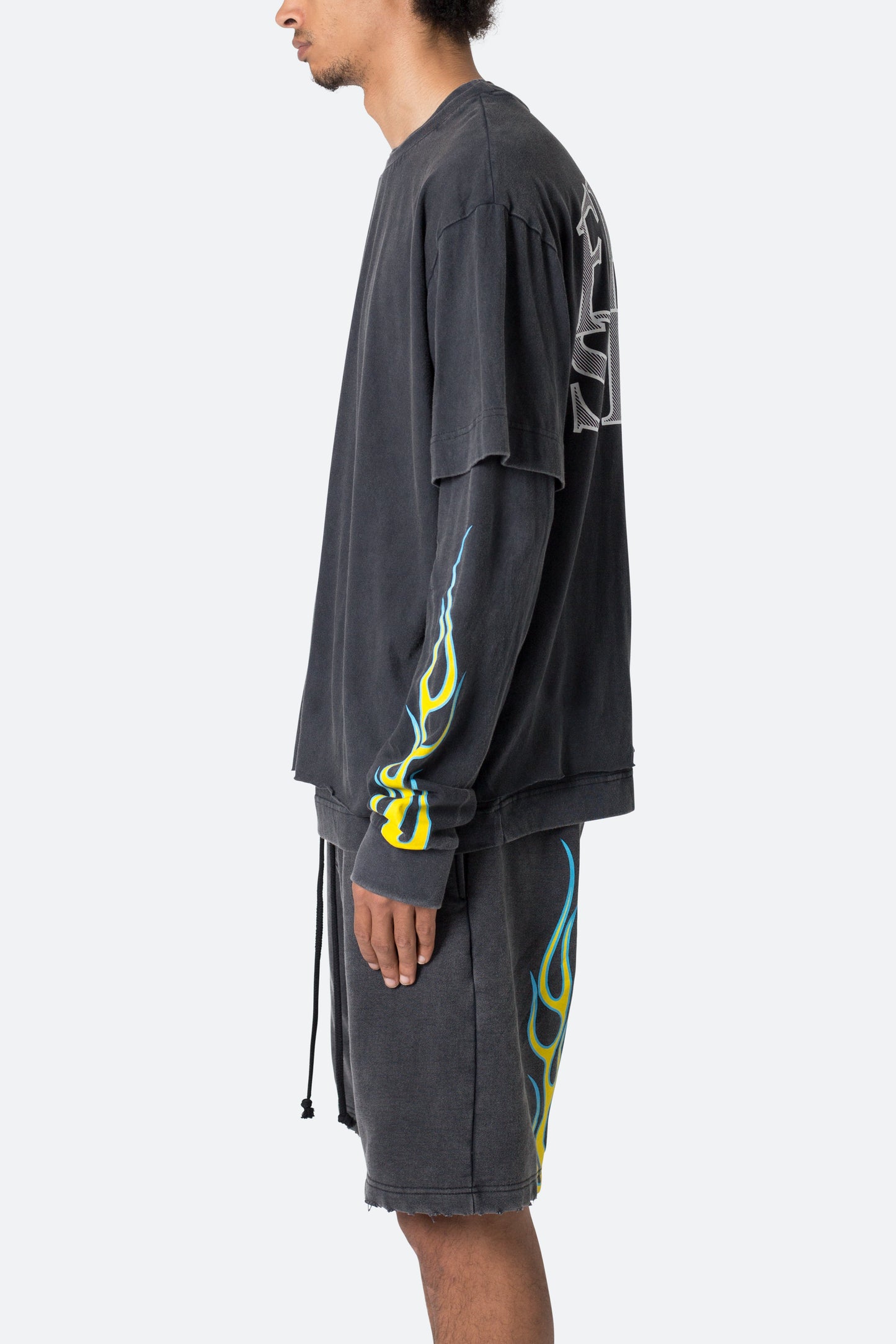 Flame Double Layer L/S Tee - Black