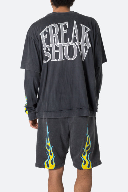 Flame Double Layer L/S Tee - Black