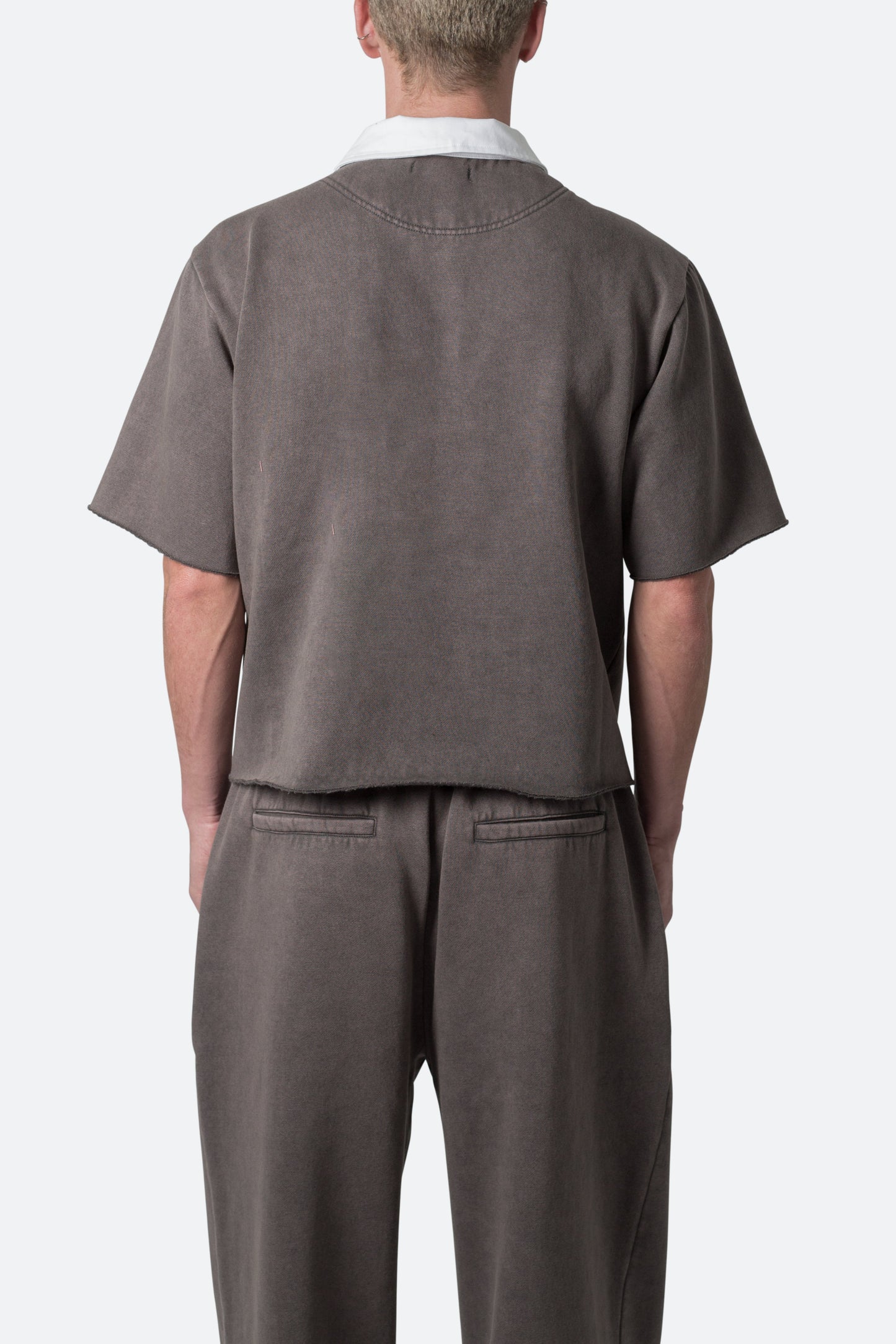 Fleece Oversized Polo Shirt - Washed Black