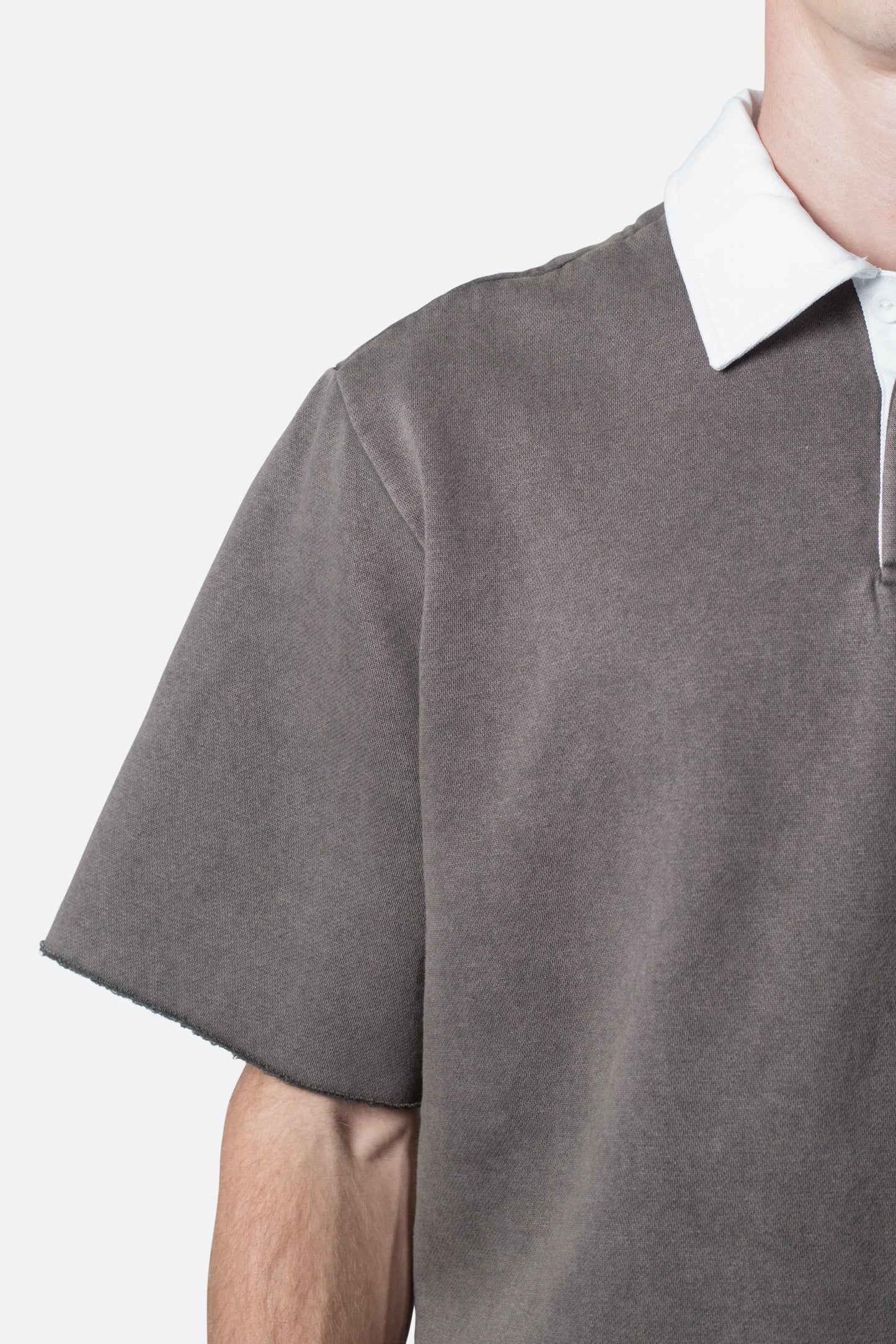 Fleece Oversized Polo Shirt - Washed Black