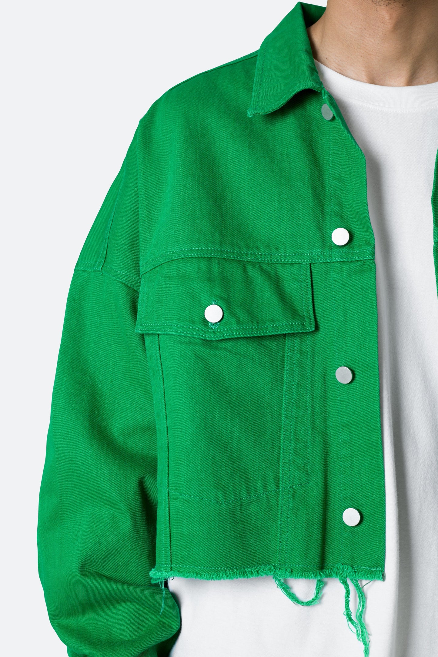 Frayed Denim Jacket - Green