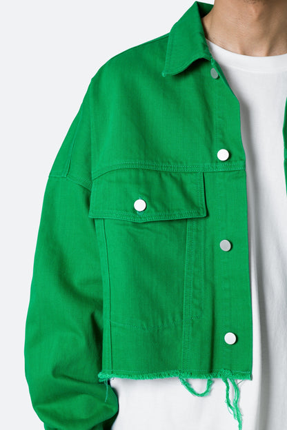 Frayed Denim Jacket - Green
