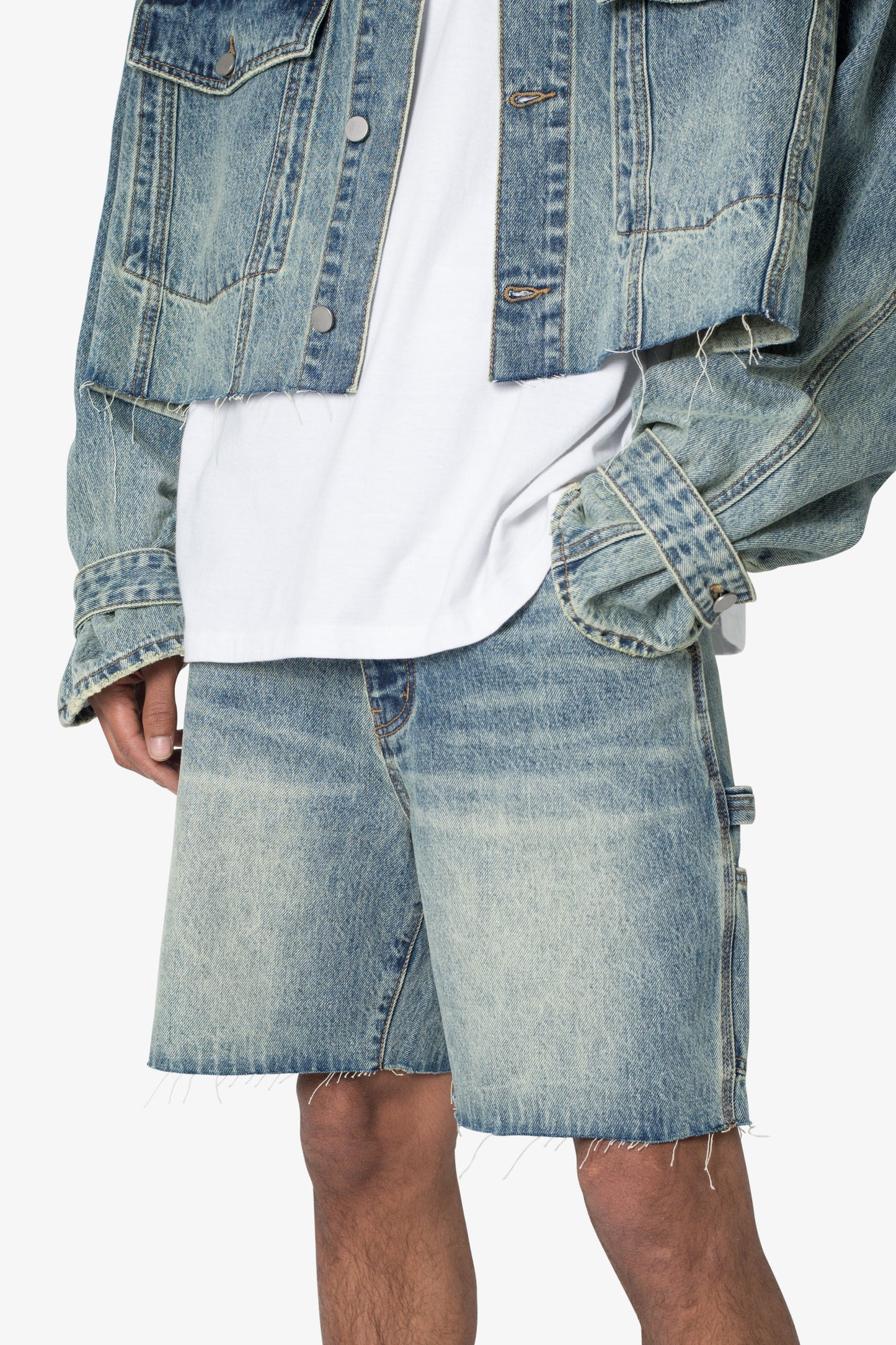 Frayed Denim Shorts - Blue
