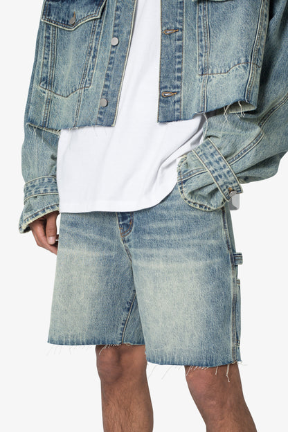 Frayed Denim Shorts - Blue