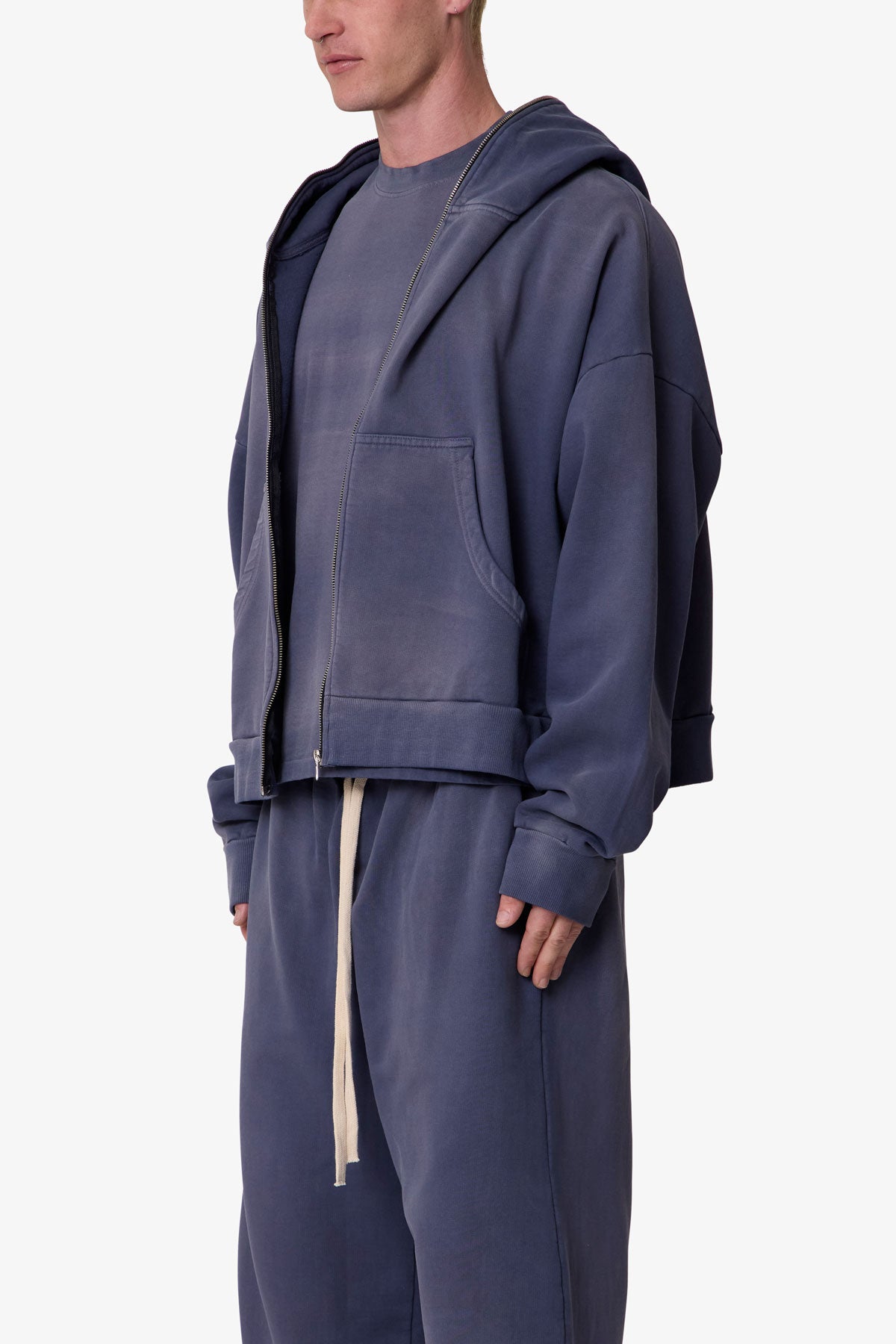 Full Zip Hoodie - Washed Navy