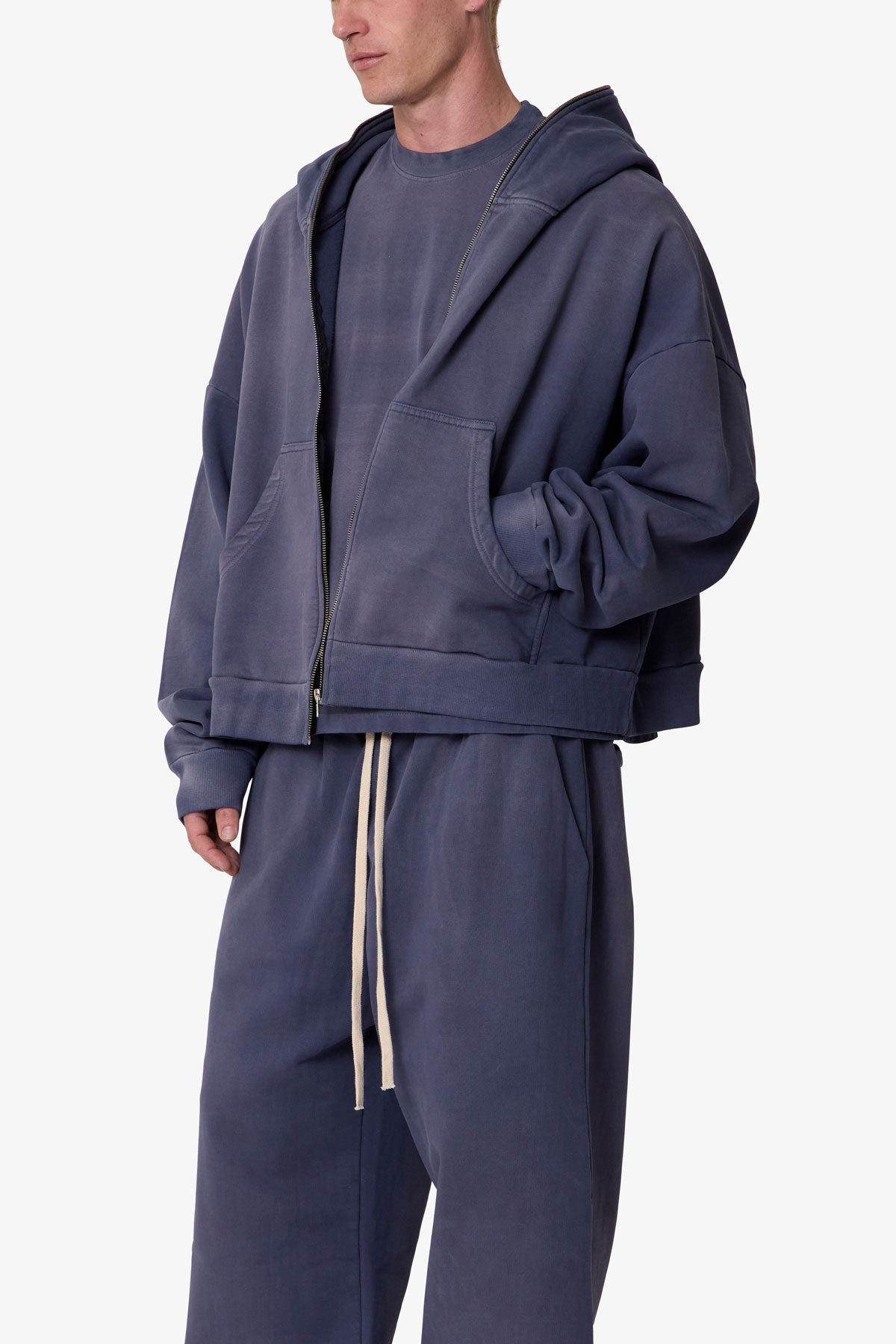 Full Zip Hoodie - Washed Navy