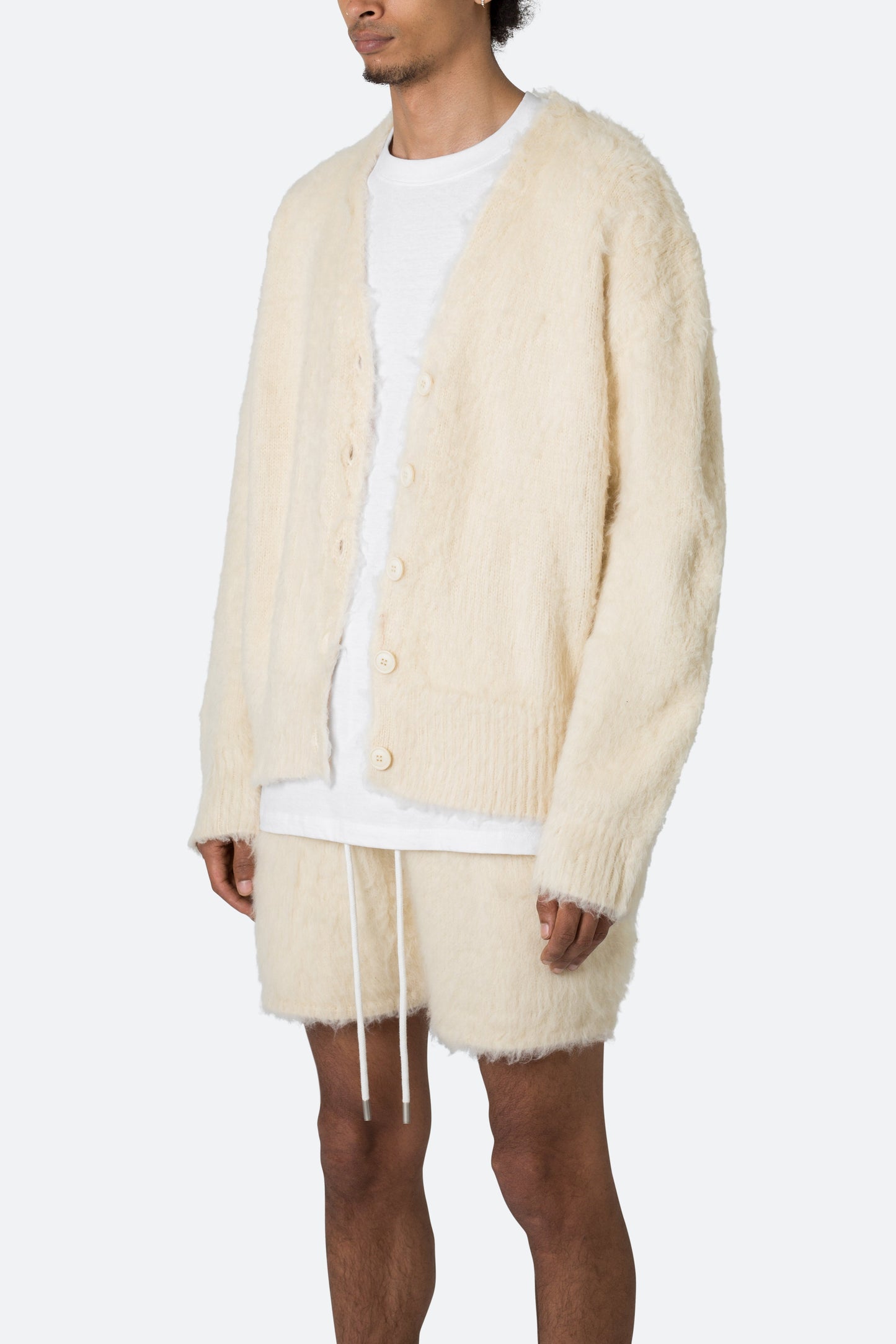 Fuzzy Cardigan Sweater - Off White