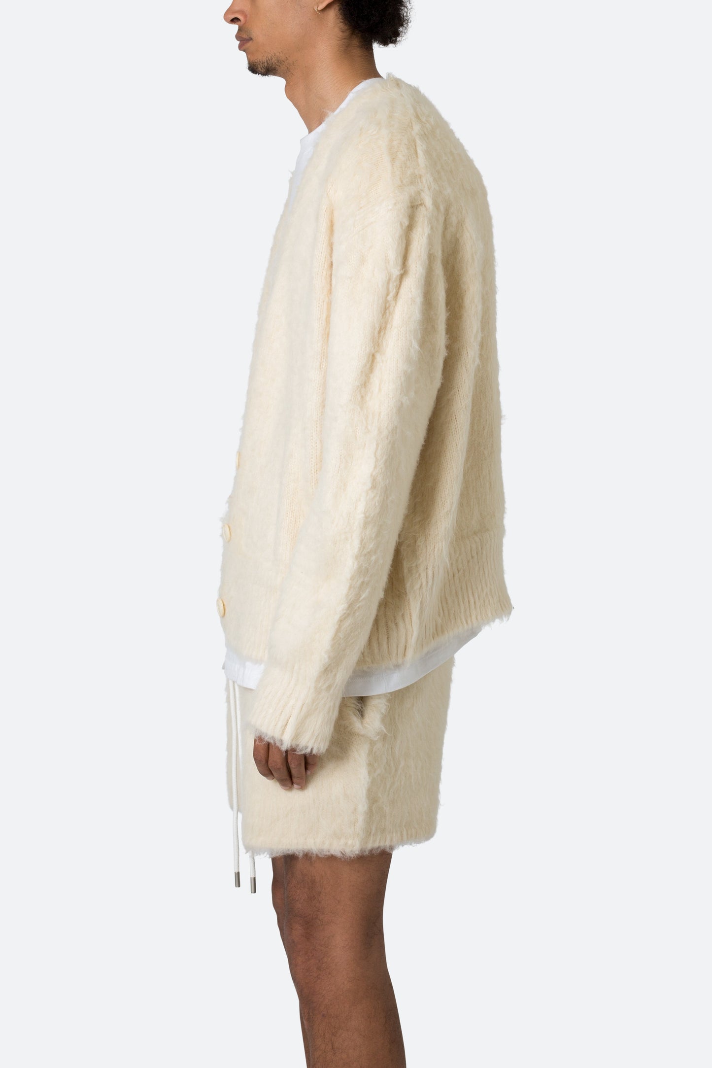 Fuzzy Cardigan Sweater - Off White