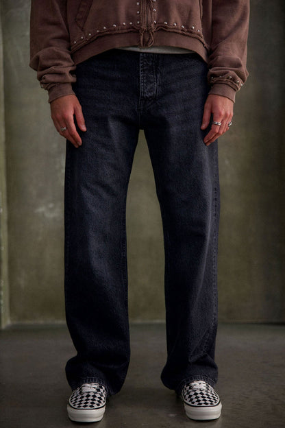 G:05 Relaxed Straight Denim - Stone Wash Black