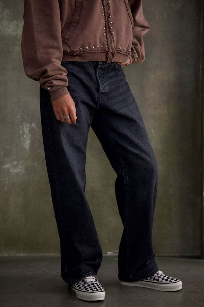G:05 Relaxed Straight Denim - Stone Wash Black