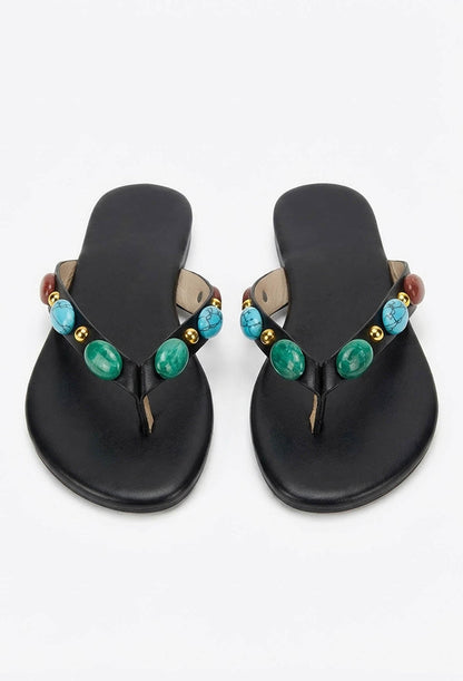 Gemstar Romance Black Embellished Sandals