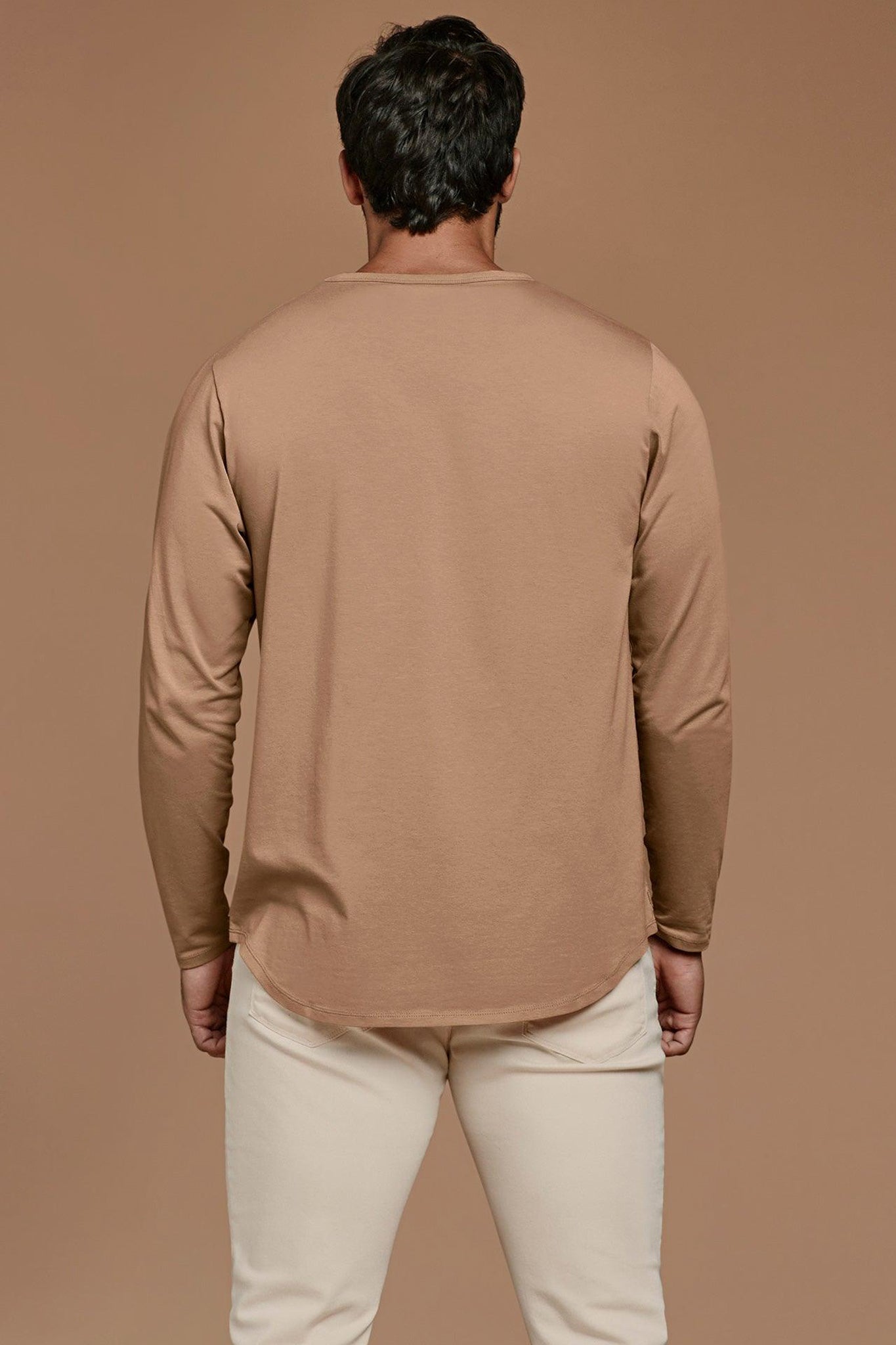 Long Sleeve Curved Hem T-Shirt | Cinnamon