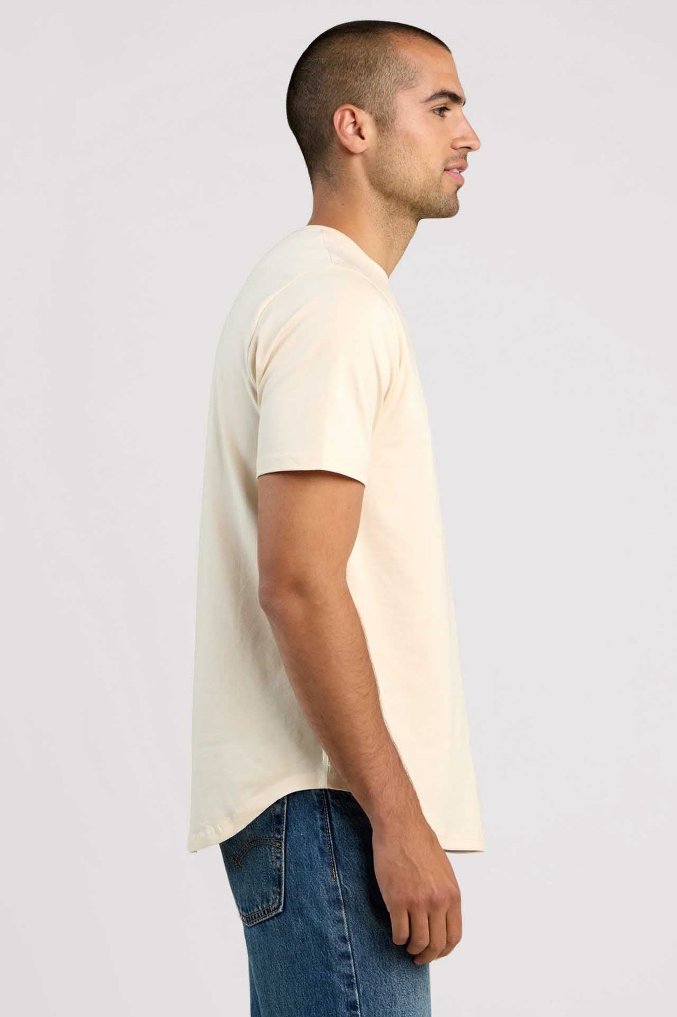 Short Sleeve Curved Hem T-Shirt | Bone