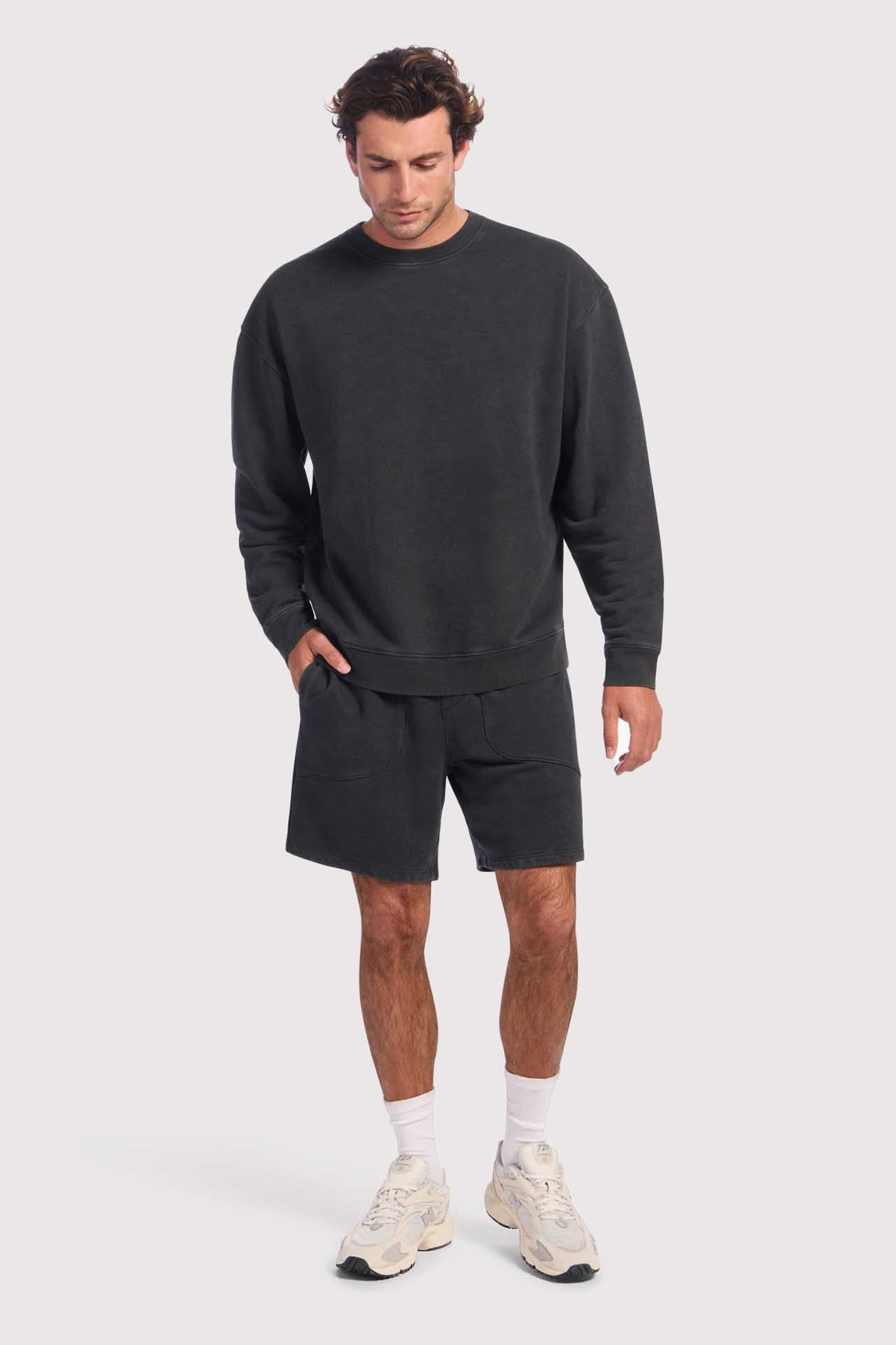 Vintage Fleece Men's Crewneck | Washed Black