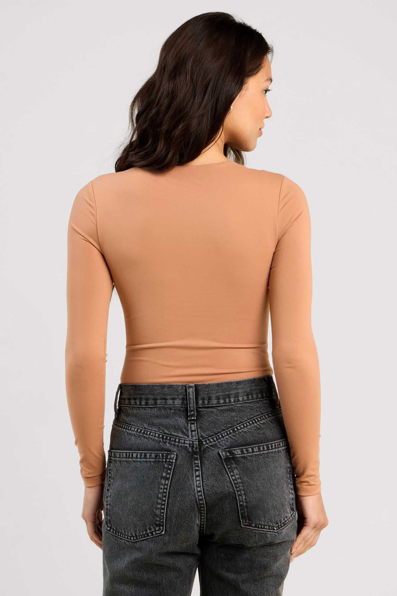 Long Sleeve Crewneck Bodysuit | Clay