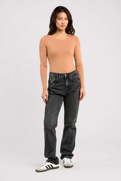 Long Sleeve Crewneck Bodysuit | Clay