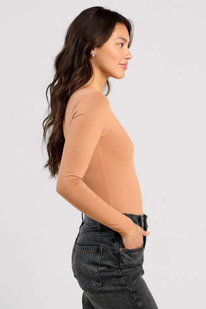 Long Sleeve Crewneck Bodysuit | Clay
