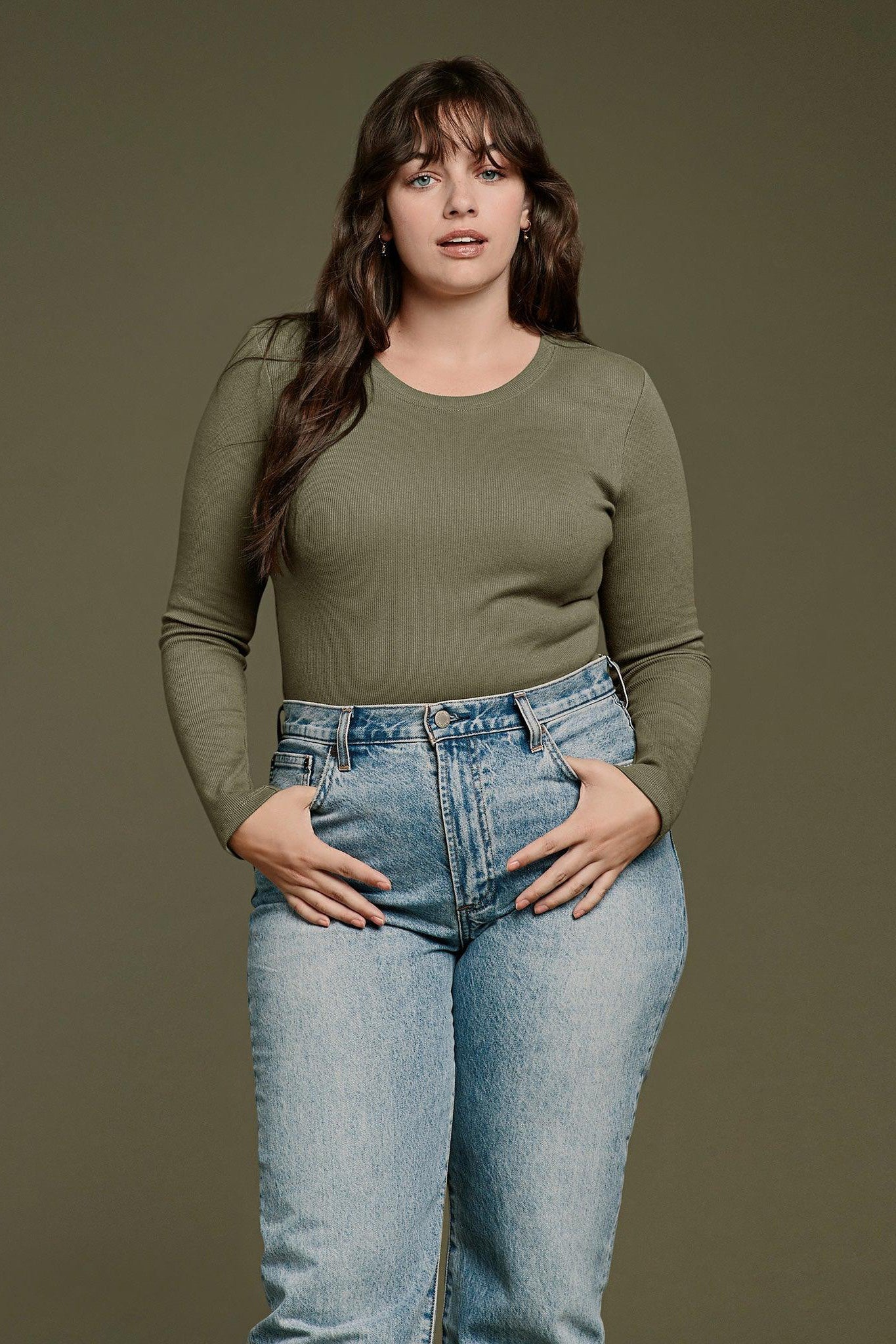 Long Sleeve Ribbed Crewneck Bodysuit