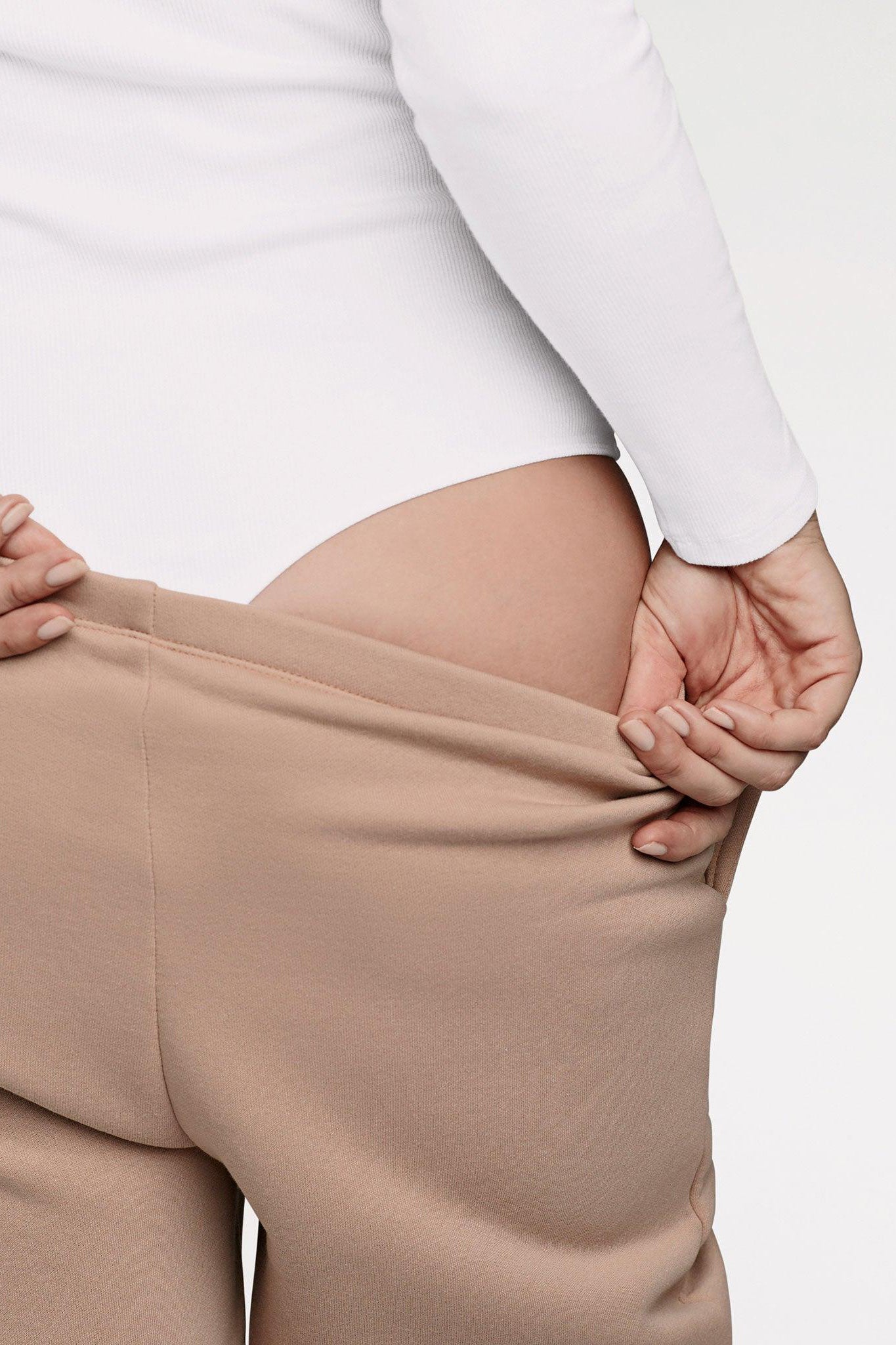 Long Sleeve Ribbed Crewneck Bodysuit | White