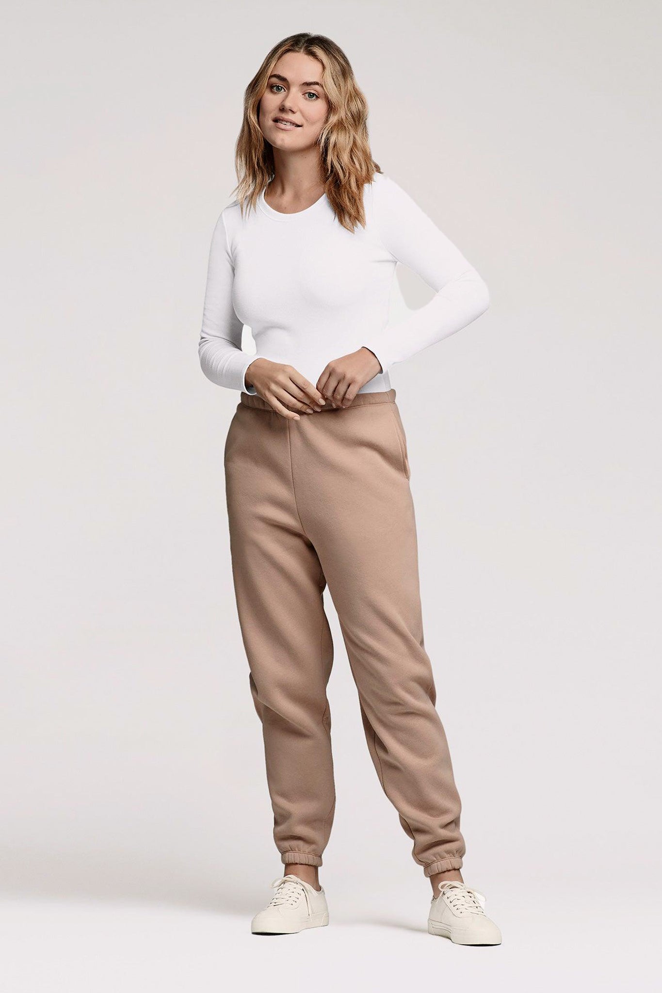 Long Sleeve Ribbed Crewneck Bodysuit | White
