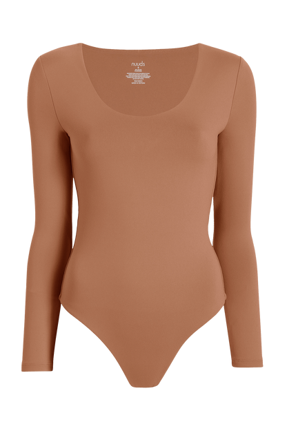 Long Sleeve Scoop Neck Bodysuit | Clay