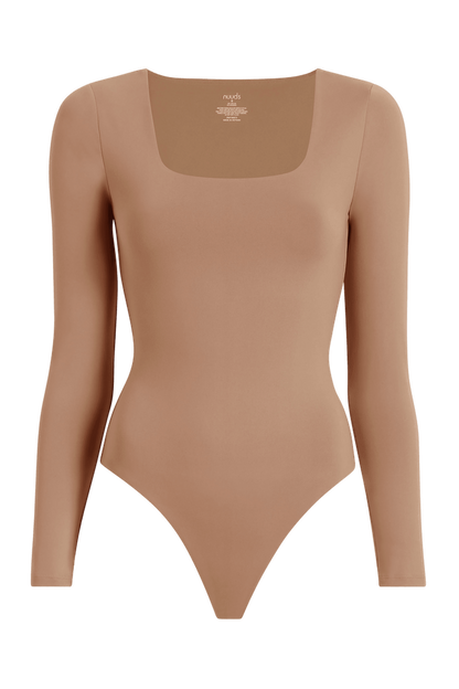Long Sleeve Square Neck Bodysuit | Cinnamon