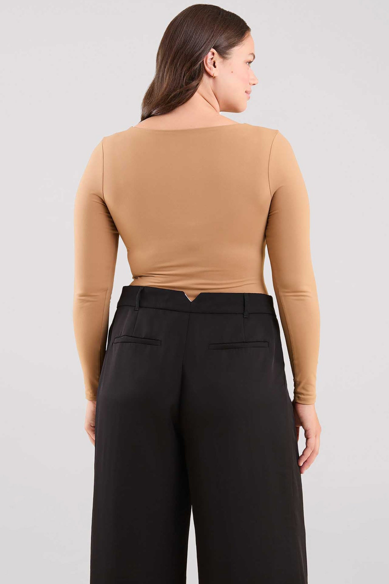 Long Sleeve Square Neck Bodysuit | Cinnamon