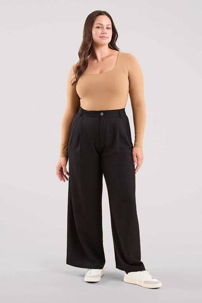 Long Sleeve Square Neck Bodysuit | Cinnamon