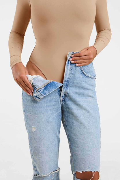 Long Sleeve Square Neck Bodysuit | Oat