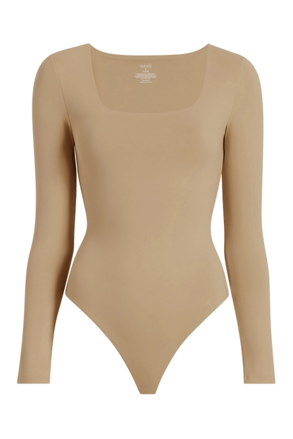 Long Sleeve Square Neck Bodysuit | Oat