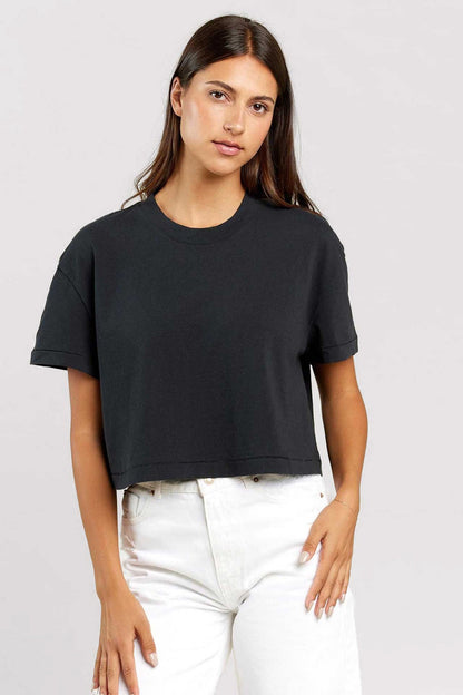 Vintage Cotton Cropped Tee | Black