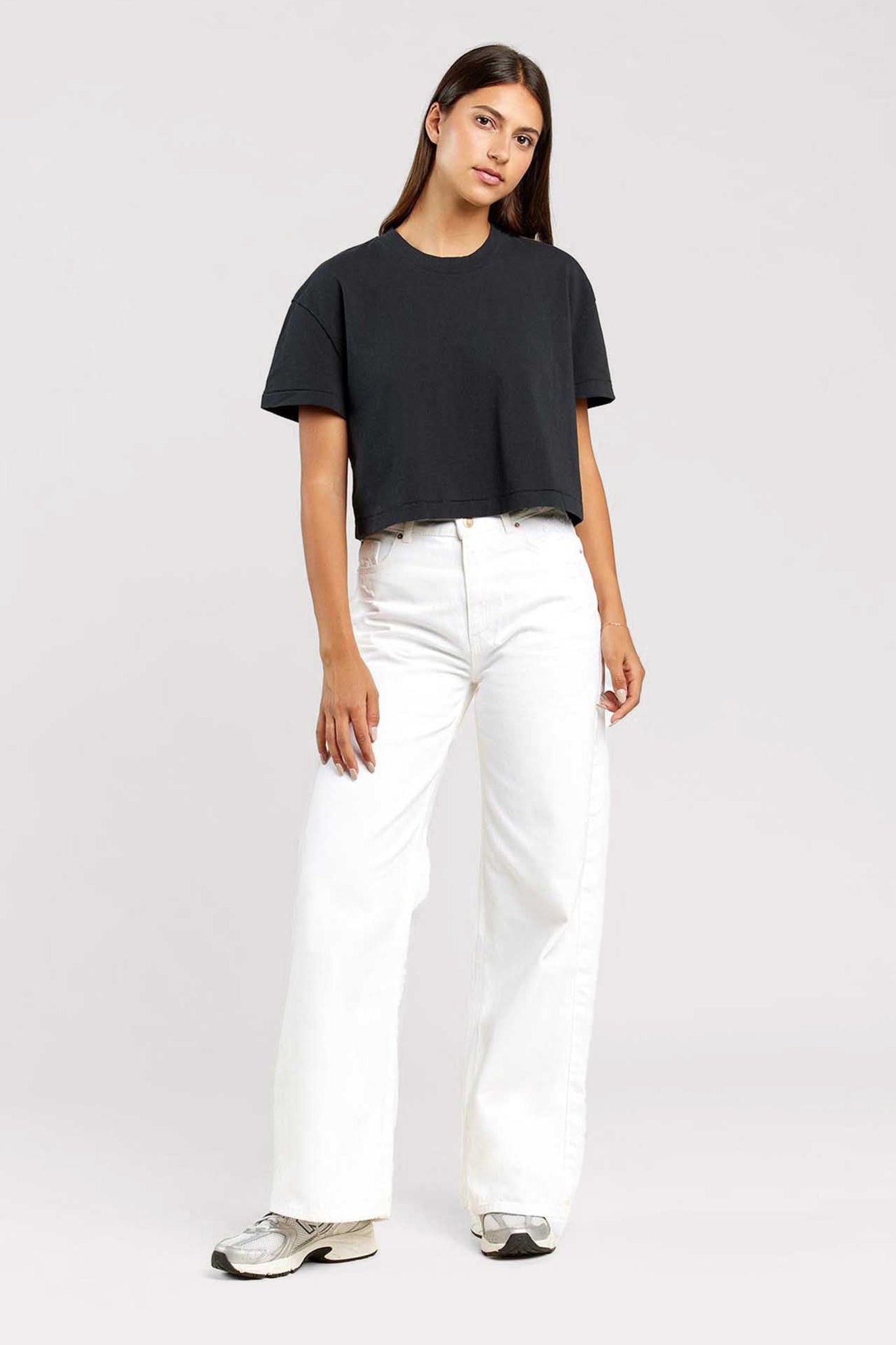 Vintage Cotton Cropped Tee | Black
