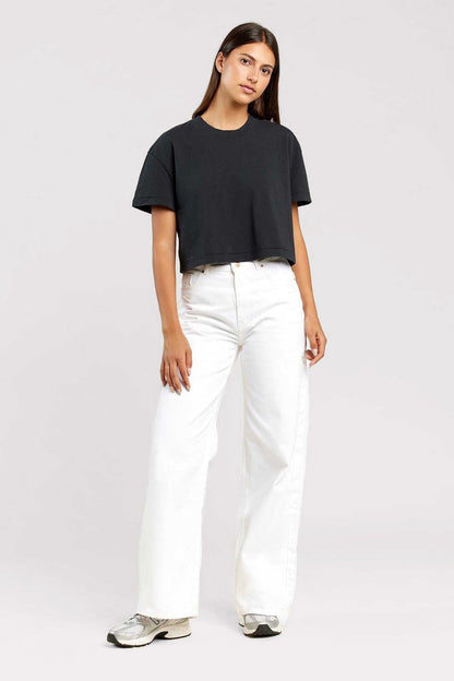 Vintage Cotton Cropped Tee | Black