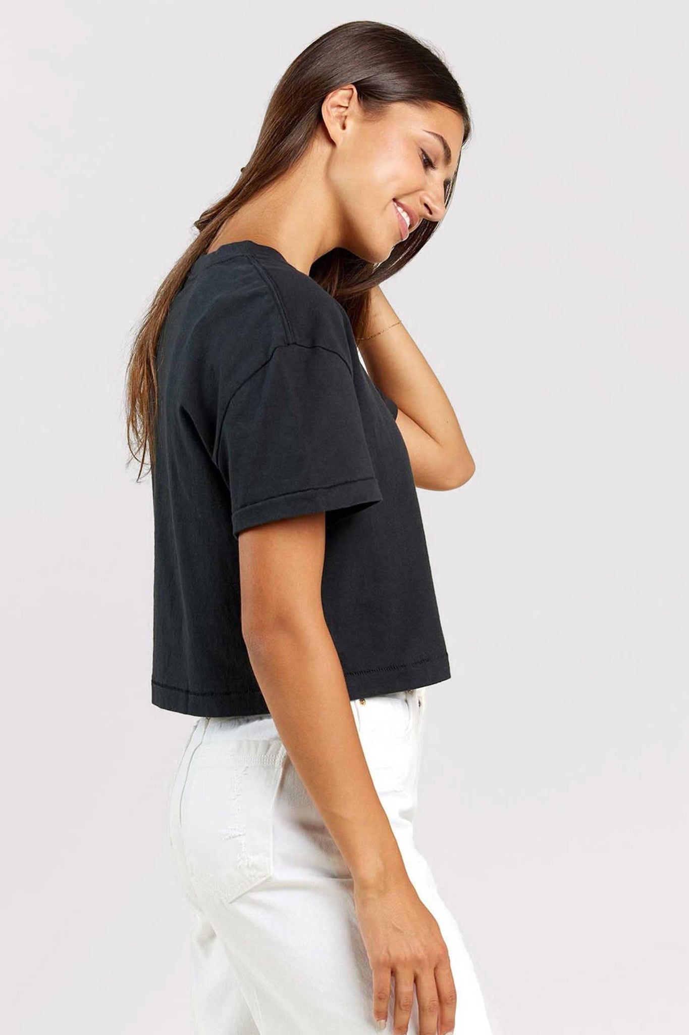 Vintage Cotton Cropped Tee | Black