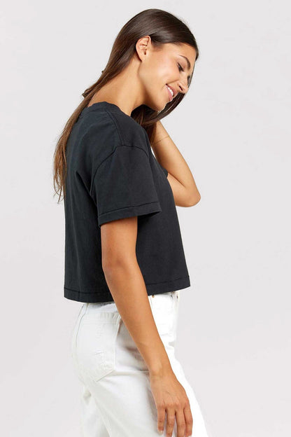 Vintage Cotton Cropped Tee | Black
