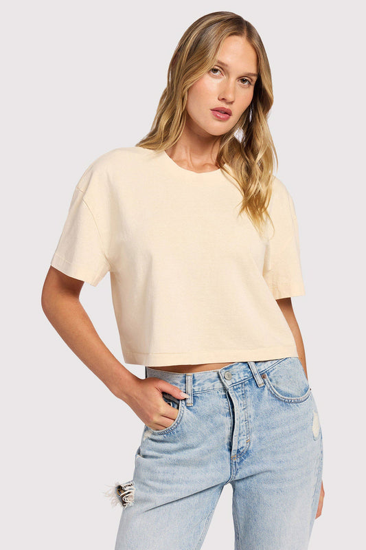 Vintage Cotton Cropped Tee | Bone