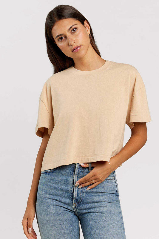 Vintage Cotton Cropped Tee | Oat