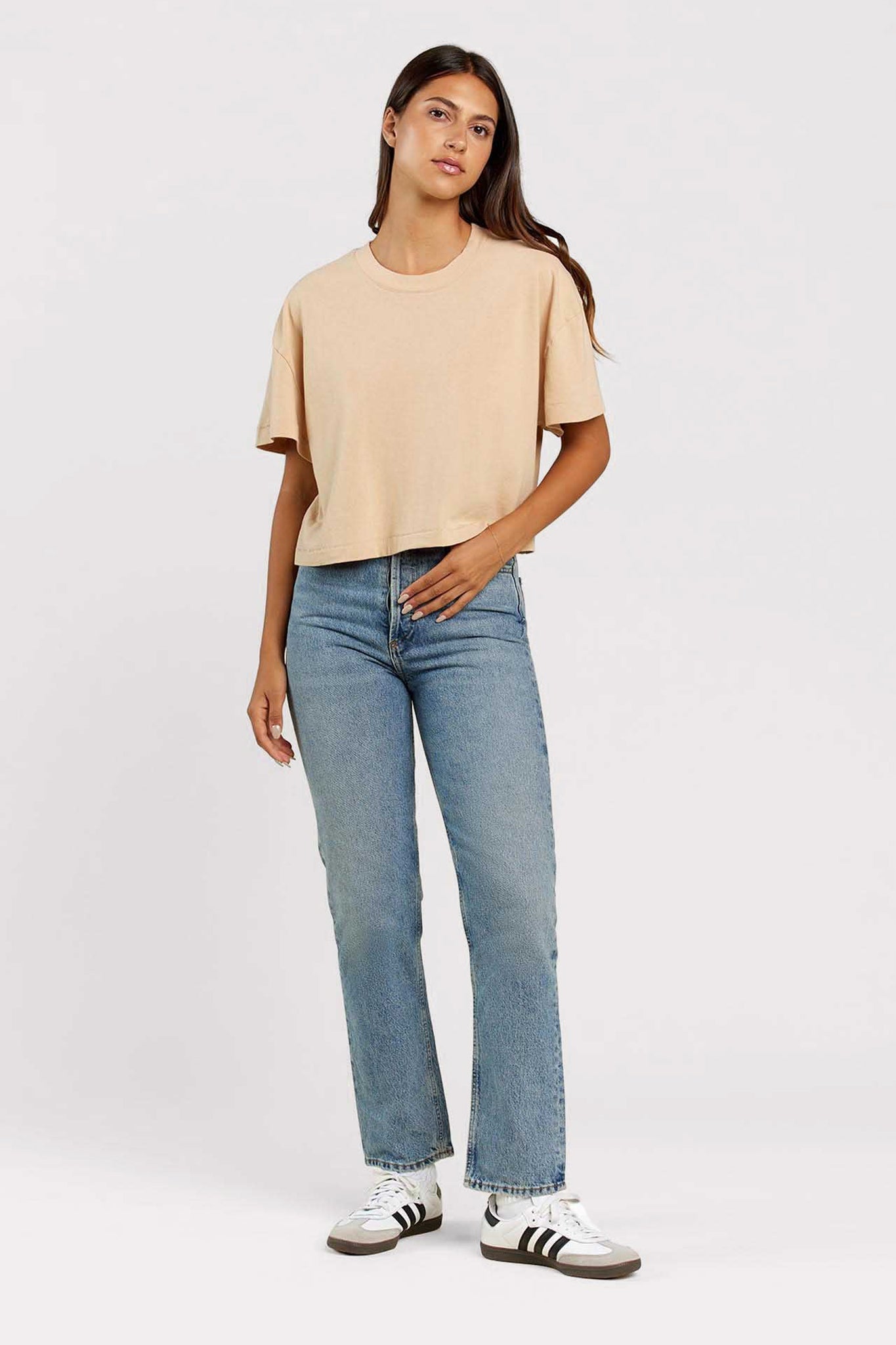 Vintage Cotton Cropped Tee | Oat