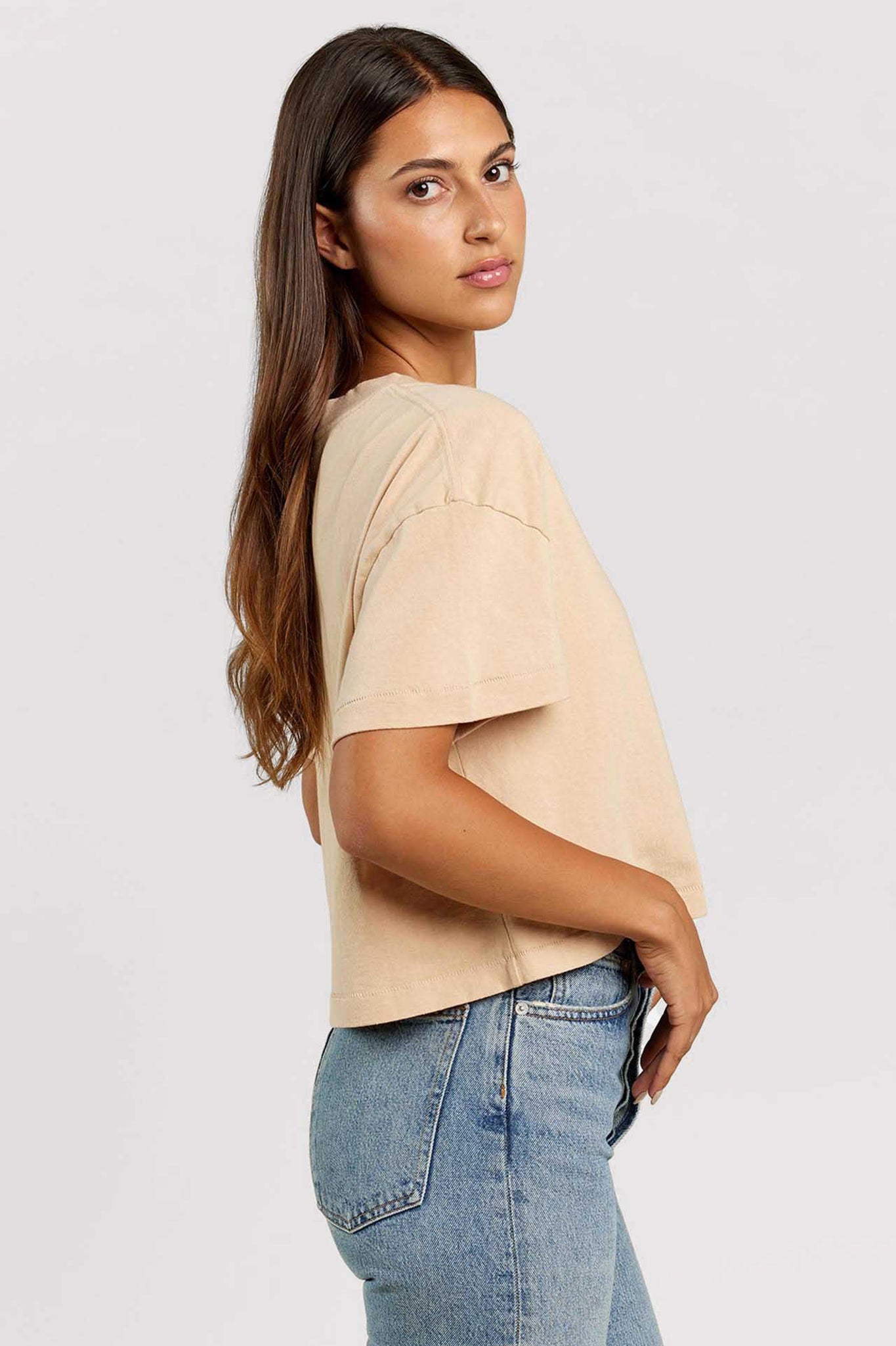 Vintage Cotton Cropped Tee | Oat