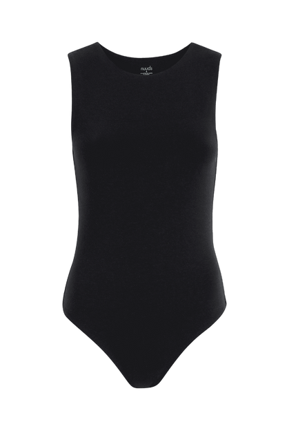 Cotton Stretch Classic Crewneck Tank Bodysuit | Black