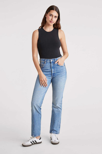 Cotton Stretch Classic Crewneck Tank Bodysuit | Black