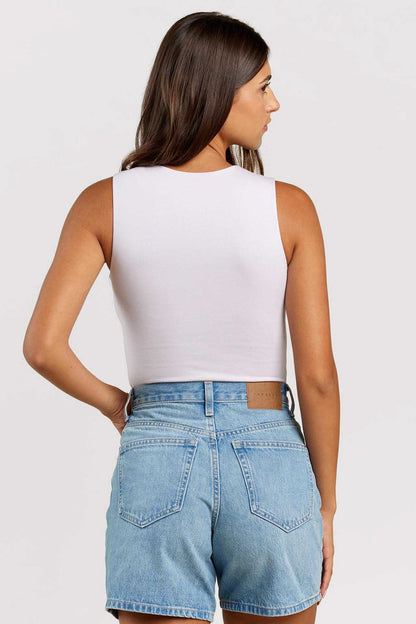 Cotton Stretch Classic Crewneck Tank Bodysuit | Lilac