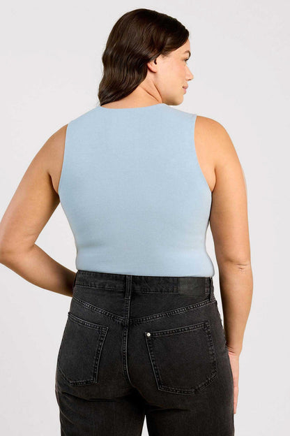 Cotton Stretch Classic Crewneck Tank Bodysuit | Mist