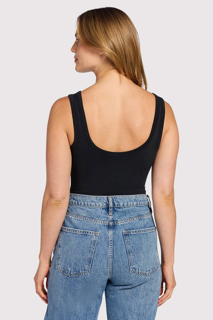 Seamless Scoop Tank Bodysuit | Black