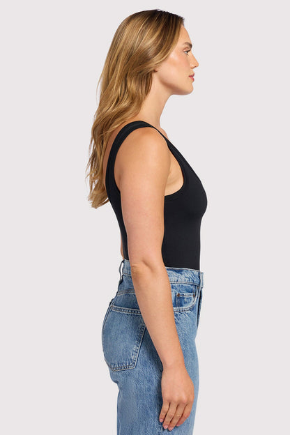 Seamless Scoop Tank Bodysuit | Black