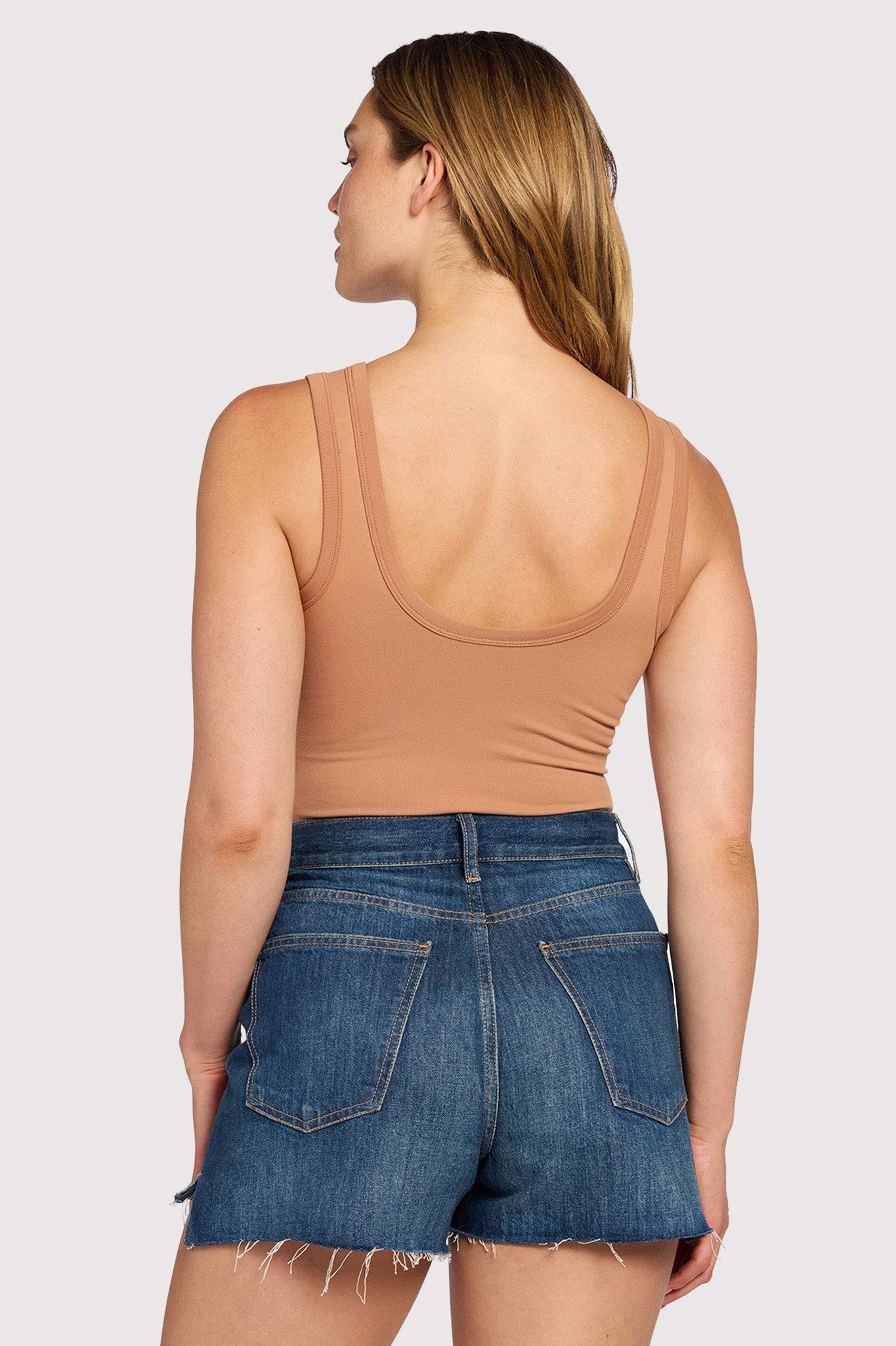 Seamless Scoop Tank Bodysuit | Clay