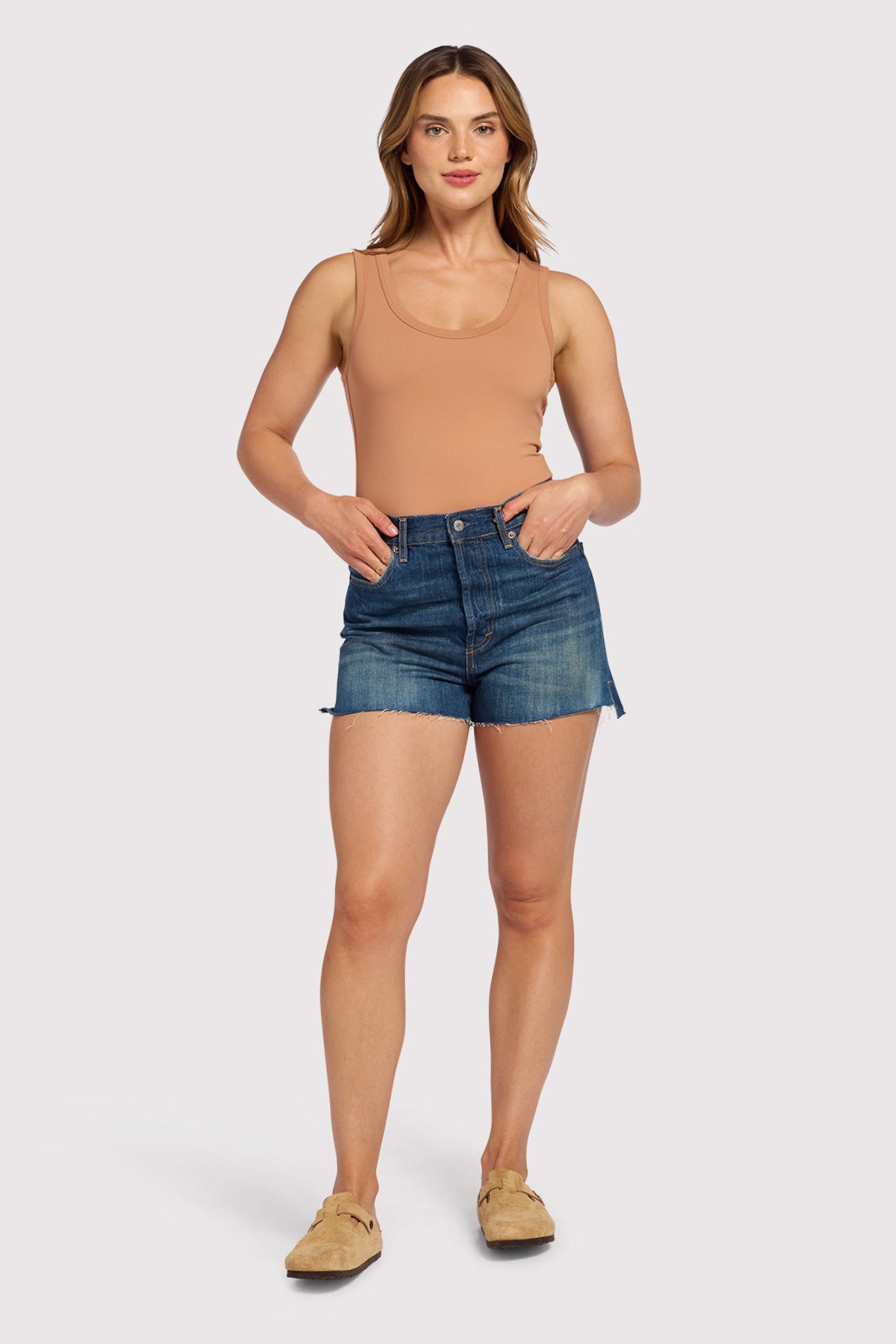 Seamless Scoop Tank Bodysuit | Clay
